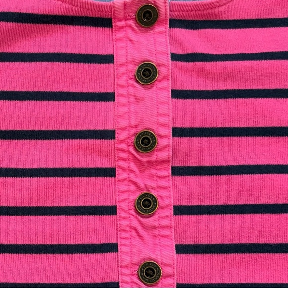 LAUREN Ralph Lauren Button Down Henley Blouse Pink Navy Blue Small - Picture 6 of 9